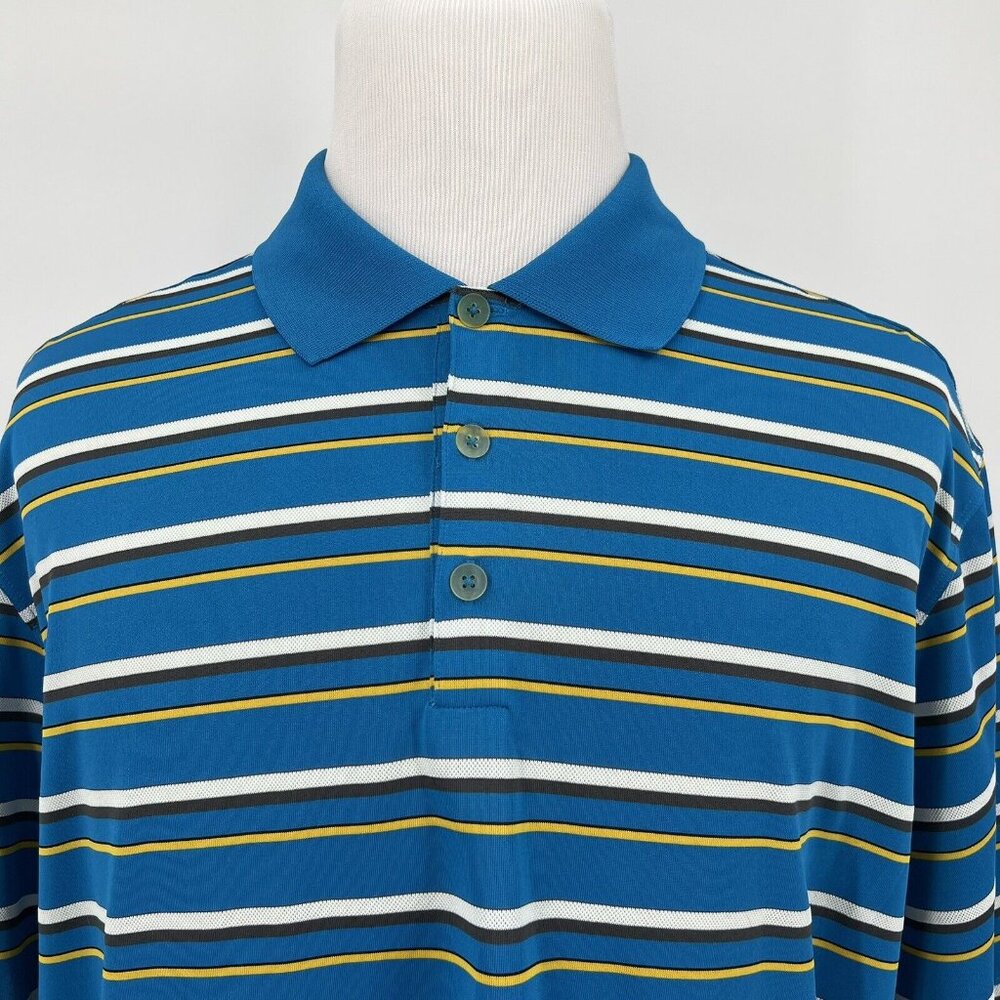 Nike Golf Dri-Fit Blue Striped Polo Shirt Men's XL Extra Large